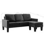 vidaXL Canapé à 3 places avec repose-pied Noir Similicuir