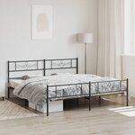vidaXL Cadre de lit métal sans matelas avec pied de lit noir 200x200cm