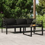 vidaXL Salon de jardin 4 Pièces avec coussins Aluminium Anthracite