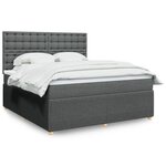 vidaXL Sommier à lattes de lit avec matelas Gris foncé 180x200cm Tissu