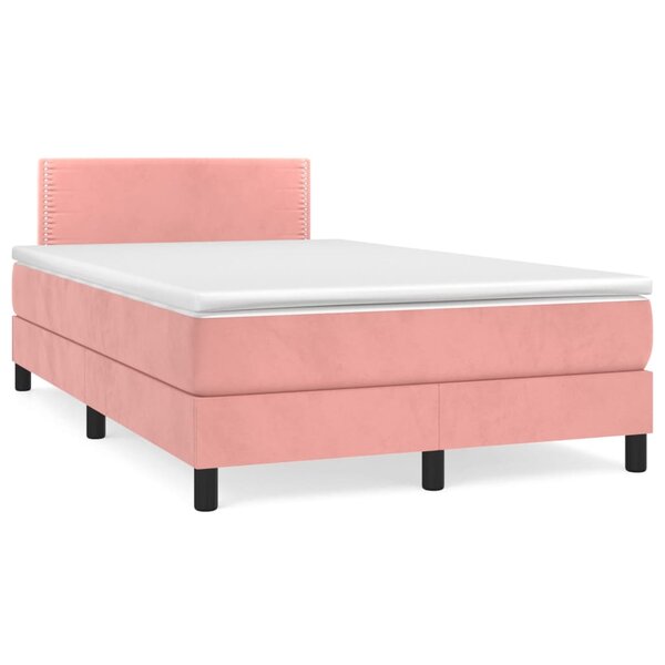 vidaXL Sommier à lattes de lit avec matelas Rose 120x200 cm Velours