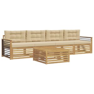 vidaXL Ensemble de canapés d'extérieur 5 pc Blanc et Beige