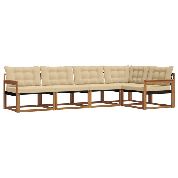 vidaXL Ensemble de canapés d'extérieur 5 pc Naturel et Beige