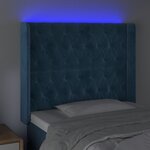 vidaXL Tête de lit à LED Bleu foncé 103x16x118/128 cm Velours