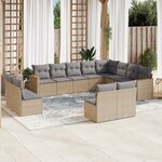 vidaXL Salon de jardin et coussins 12 Pièces mélange beige résine tressée