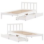 vidaXL Cadre de lit sans matelas blanc 100x200 cm bois de pin massif