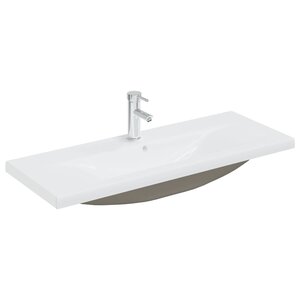 vidaXL Lavabo encastré avec robinet 101x39x18 cm Céramique Blanc