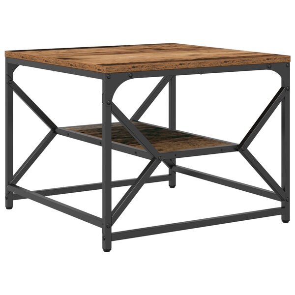 Table basse vidaXL avec étagère en bois vieilli 51x50x40 cm en bois technique