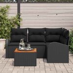 vidaXL Ensemble de canapé de jardin avec stockage 5 Pièces Noir polyrotin