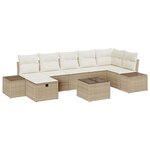 vidaXL Ensemble de canapé de jardin avec coussin 8 Pièces Beige polyrotin