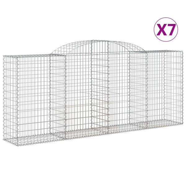 vidaXL Paniers à gabions arqués 7 Pièces 300x50x120/140 cm fer galvanisé