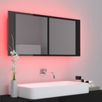 vidaXL Armoire à miroir de bain à LED Noir brillant Acrylique