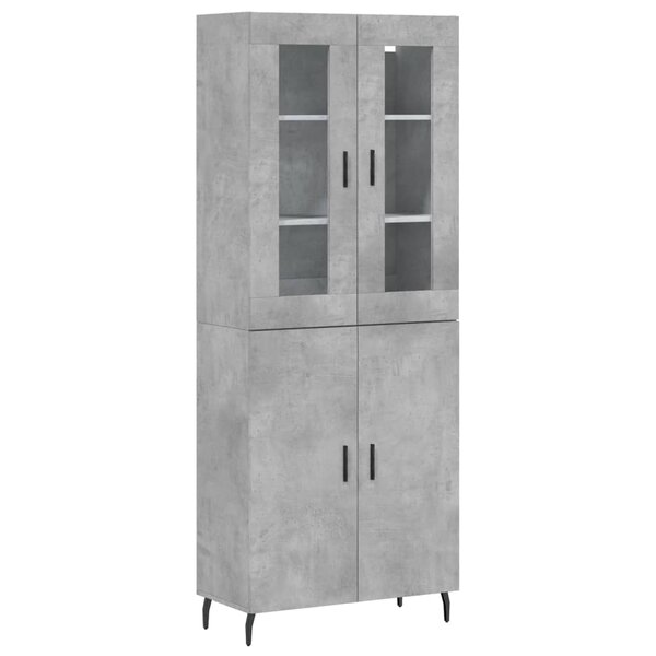 vidaXL Buffet haut Gris béton 69 5x34x180 cm Bois d'ingénierie