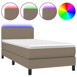 vidaXL Sommier à lattes de lit avec matelas LED Taupe 90x190 cm Tissu