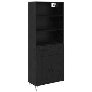 vidaXL Haut Armoire avec tiroir 2 Pièces Chêne noir Bois d'ingénierie