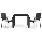 vidaXL Ensemble à manger de jardin avec coussins 3 Pièces Noir