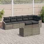 vidaXL Ensemble de canapé de jardin 8 Pièces Gris Poly rotin