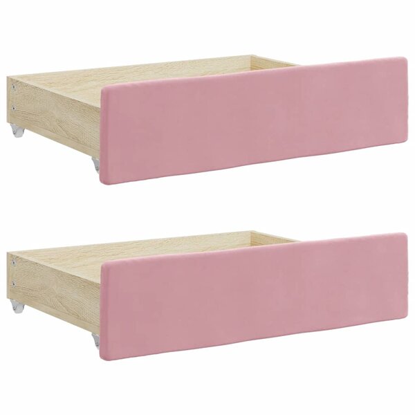 vidaXL Tiroirs de lit 2 Pièces rose bois d'ingénierie et velours