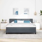vidaXL Lit à ressorts avec matelas Gris foncé 200 x 180 cm Polyester