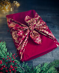 Lot de 3 Emballage Papier Cadeau Réutilisable Coton Recyclé Tissu Furoshiki Ecologique Rouge Bordeaux Design Créatrice Famille Mystérieuse
