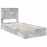 vidaXL Lit de Rangement Gris béton 90 x 190 cm Bois d'ingénierie