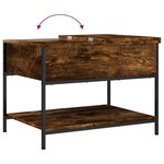 vidaXL Table basse chêne fumé 70x50x50 cm bois d'ingénierie et métal