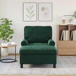 vidaXL Chaise longue avec coussin Vert foncé 91 x 157 x 91 cm Velours