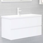 vidaXL Armoire d'évier avec lavabo intégré blanc bois d'ingénierie