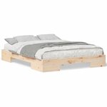 vidaXL Cadre de lit surélevé avec stockage Marron Bois massif en pin