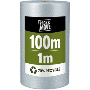 Pack And Move - Film À Bulle Recyclé - 1 X 100 M - Déménagement Expédition Et Protection - Papier Bulle De Qualité - 70 recyclé