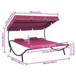 vidaXL Lit de repos d'extérieur avec auvent et oreillers rose