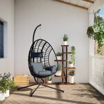 vidaXL Chaise suspendue œuf support anthracite rotin et acier