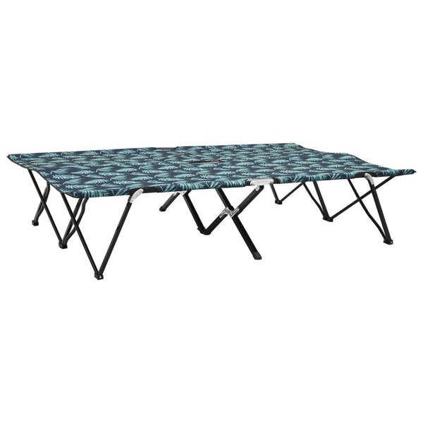 vidaXL Chaise longue pliable 2 places Motif de feuilles Acier