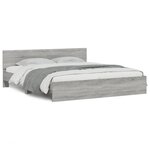 vidaXL Cadre de lit avec tête de lit et LED sonoma gris 180x200 cm