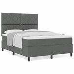 vidaXL Lit à ressorts avec matelas Gris foncé 160 x 200 cm tissu