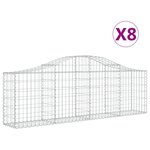 vidaXL Paniers à gabions arqués 8 Pièces 200x30x60/80 cm Fer galvanisé