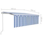 vidaXL Auvent automatique rétractable avec store 4 5x3 m Bleu et blanc