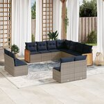 vidaXL Salon de jardin 11 Pièces avec coussins gris résine tressée