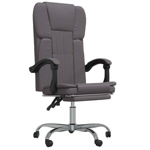 Chaise fauteuil siège pivotante de inclinable de bureau informatique étude similicuir gris 02_0024248