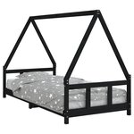 vidaXL Cadre de lit pour enfants noir 90x200 cm bois de pin massif
