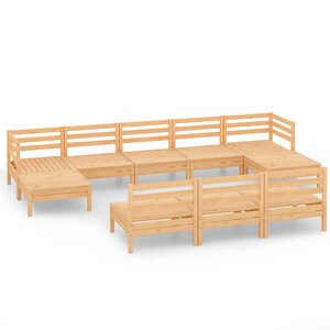 vidaXL Salon de jardin 10 Pièces Bois de pin massif