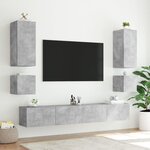 vidaXL Meuble TV mural avec lumières LED gris béton 40 5x35x40 cm