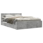 vidaXL Cadre de lit et tête de lit sans matelas gris béton 120x190 cm