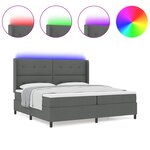 lit box spring vidaXL avec matelas et LED gris foncé 200x200 cm en tissu