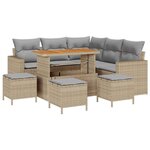 vidaXL Ensemble de canapé de jardin 9 Pièces Beige polyrotin