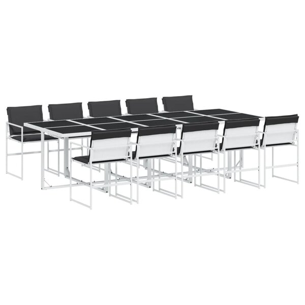 vidaXL Ensemble à manger de jardin avec coussins 11Pièces blanc textilène
