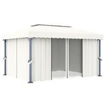 vidaXL Tonnelle avec rideau 4x3 m Blanc crème Aluminium