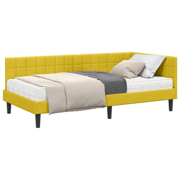 vidaXL Cadre de lit d'angle avec matelas 2 pc Jaune 100 x 200 cm