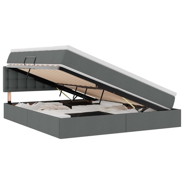 vidaXL Lit avec rangement et matelas Gris foncé 160 x 200 cm