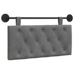 vidaXL Tête de lit suspendue Avec lumière LED Gris foncé Velours